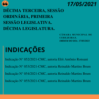 13° Sessão Ordinária da Câmara Municipal de 2021