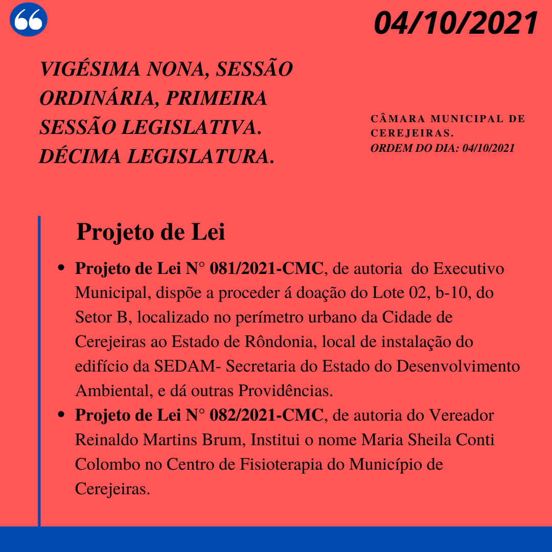 28° Sessão Ordinária da Câmara Municipal de 2021