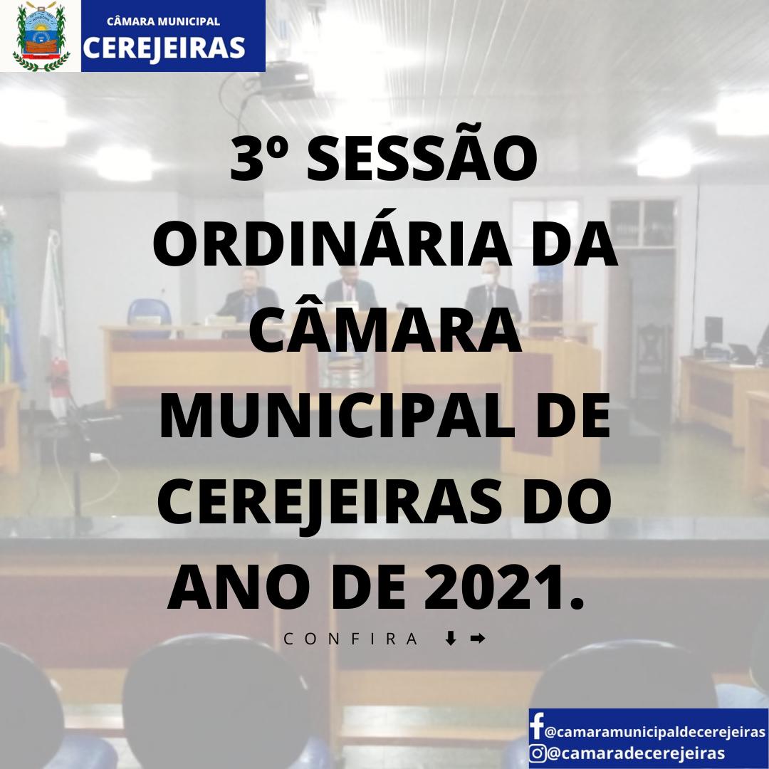 3° Sessão Ordinária/ 01-03-2021, décima legislatura.  